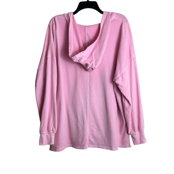 Old Navy Large Pink Terry Hoodie Beach Top V-neck - Picture 4 of 7